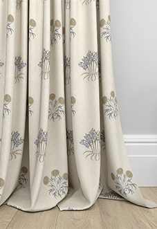 William Morris At Home Lily Flower Embroidery, Woad - Made to Measure Curtains